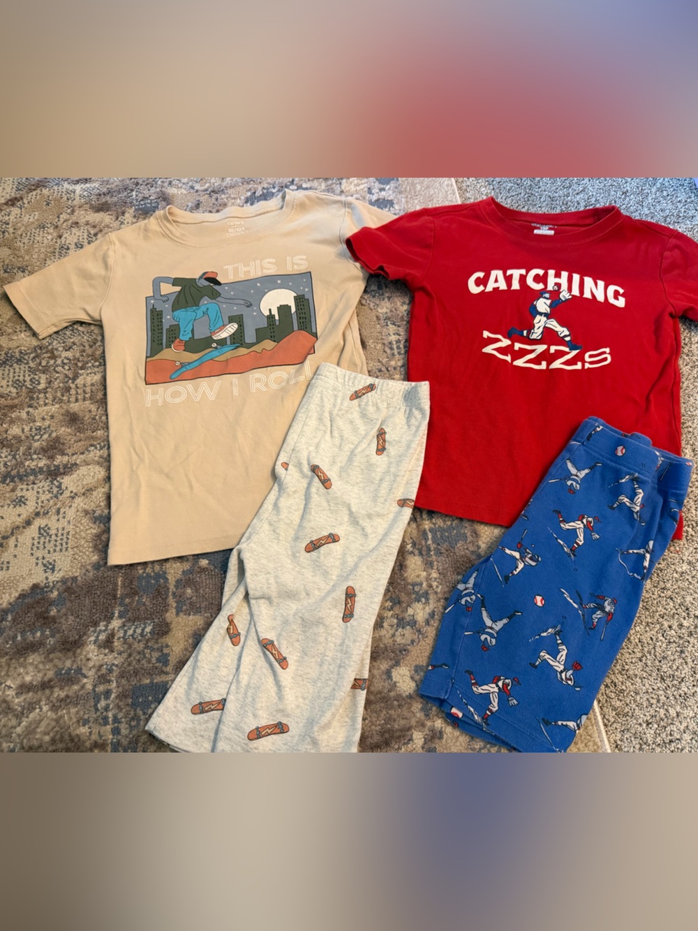 Kids 2-Piece Pajama Sets - Baseball & Skateboarding Cotton snug fit 10